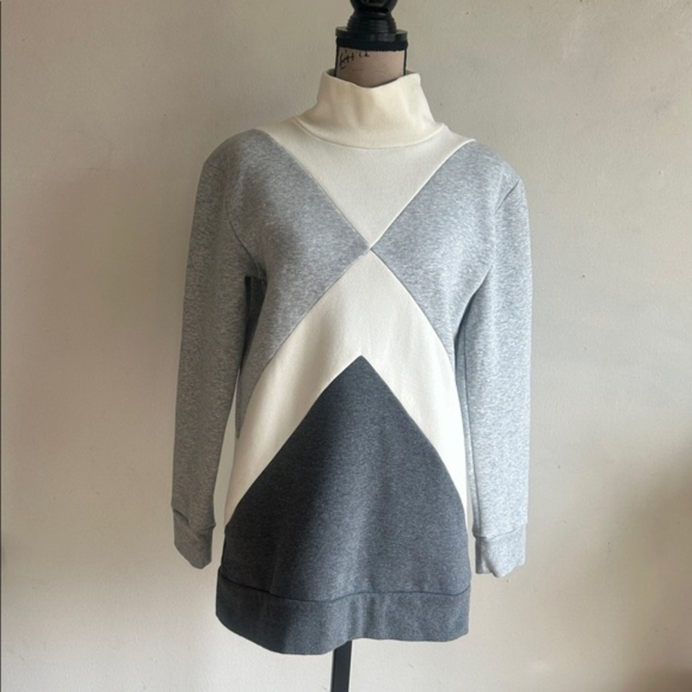 T Talbots Chevron Colorblock Mock Neck Sweater Size Small